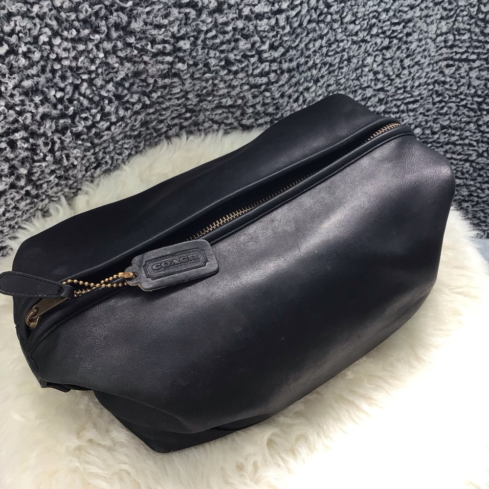 Truly Vintage Coach Mens Black Glove Tanned Leather Accessory Travel Pouch